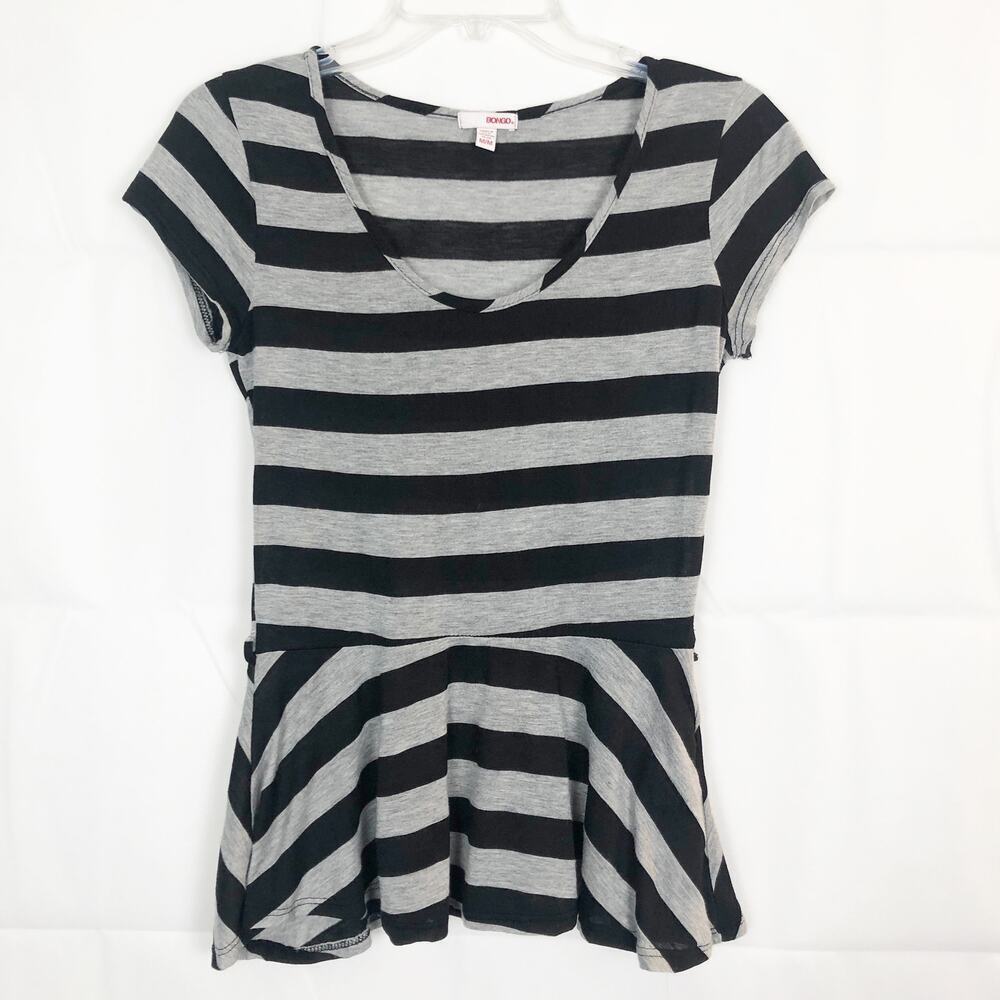 Bongo Striped Peplum Top Juniors Size M